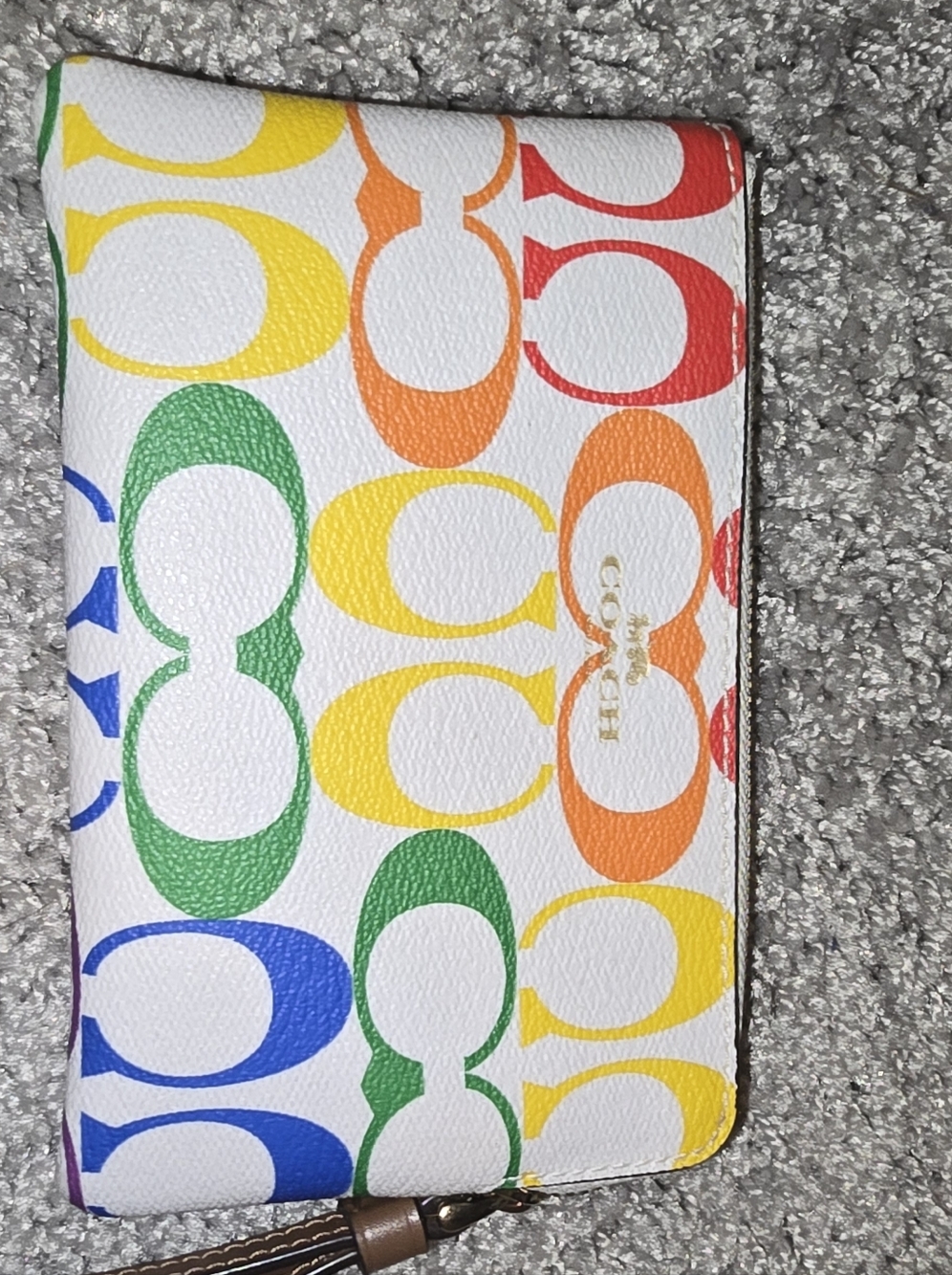 Coach Rainbow Signature Wristlet - White Multicolor